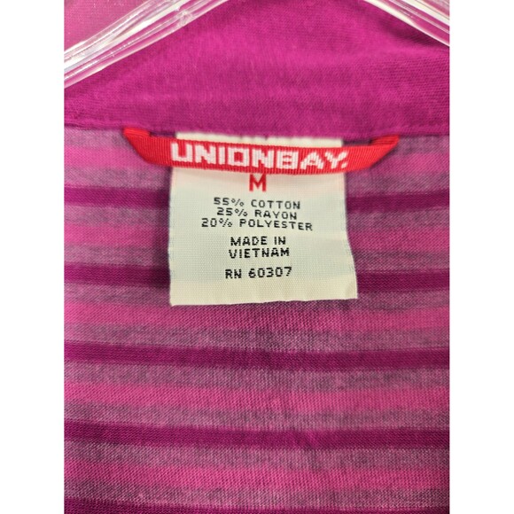 Y2K Union Bay V-Neck Collared Shirt Striped Top Cap Sleeve Purple Pink Women Med - Picture 4 of 7